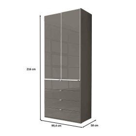 Schlafzimmerschrank Boplaroma mit vier Schubladen Front glasbeschichtet – Ansicht 9