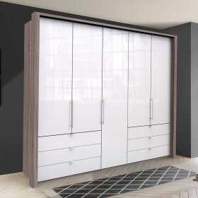 Großer Schlafzimmerkleiderschrank Yunidra 3 türig mit Metallgriffen – Ansicht 2