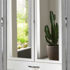 Drehtürenkleiderschrank Punjab in Beton Optik Lichtgrau und Weiß – Ansicht 5
