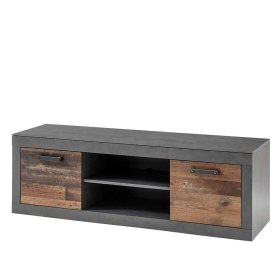 Fernseher Unterschrank Frondito im Loft Design in Altholz Optik und Dunkelgrau – Ansicht 1