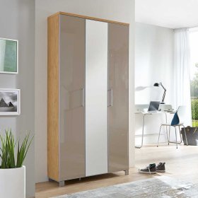 Garderobenschrank Pattinos in Taupe Eiche Bianco furniert – Ansicht 2