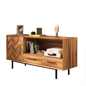 TV Unterschrank Yalley im Skandi Design aus Wildeiche Massivholz und Stahl – Ansicht 1