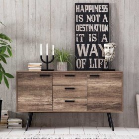 Esszimmersideboard Mooning in Holzoptik Braun mit drei Schubladen – Ansicht 2