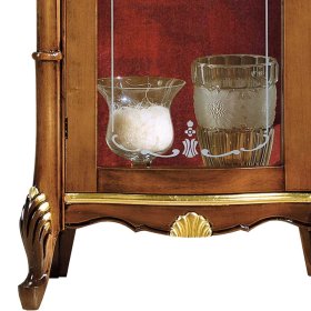Esszimmervitrine Savolina in Nussbaumfarben und Dunkelrot 70 cm breit – Ansicht 3