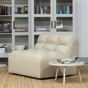 Sessel Maganda in Beige Stoff mit Steppungen – Ansicht 2