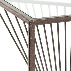 Metall Beistelltisch Legiof in Bronzefarben mit Glasplatte – Ansicht 4