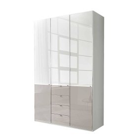 Design Schlafzimmerschrank Latina Front glasbeschichtet mit vier Schubladen – Ansicht 1