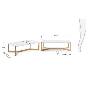 Skandi Design Couchtisch Arenella in Weiß mit Bügelgestell aus Esche Massivholz – Ansicht 4