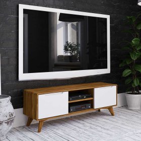 Fernsehertisch Triancova in Weiß und Wildeiche 40 cm tief – Ansicht 2