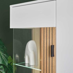 Highboard Vitrine Saladd in Weiß und Wildeichefarben – Ansicht 6