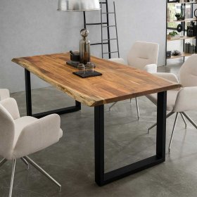 Esstische Factory Design Grosseto mit natürlicher Baumkante und Bügelgestell – Ansicht 2