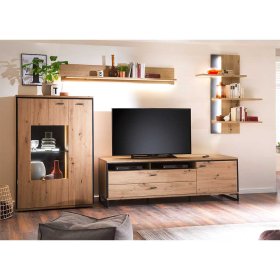 Anbauwand Geronda in Anthrazit und Eiche Optik modern (vierteilig) – Ansicht 3