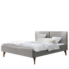 Graues Polsterbett Saconso 140x 200 cm mit Vierfußgestell aus Holz – Ansicht 1