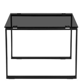 Moderner Couchtisch Princon mit Rauchglasplatte und schwarzem Metallgestell – Ansicht 6