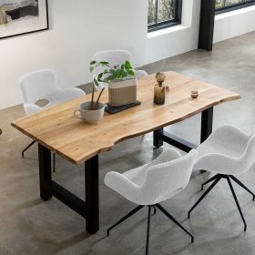 Esstisch mit Baumkante Streeter aus Akazie Massivholz und Metall – Ansicht 10