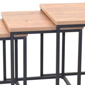 Dreisatz Beistelltisch Jaxon in Eichefarben und Schwarz 42 cm hoch (dreiteilig) – Ansicht 4