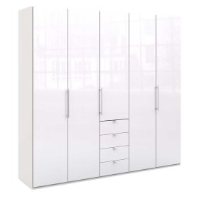 Großer Falttürenschrank Grinzia in Weiß modern – Ansicht 1
