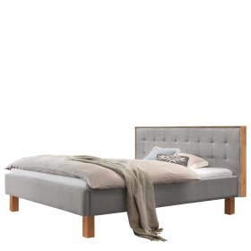 Graues Polsterbett Graves 140x200 cm mit Vierfußgestell aus Kernbuche – Ansicht 1