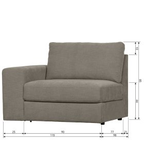 Sofa Element mit Armlehne links Fredoco in Grau Rücken echt bezogen – Ansicht 13