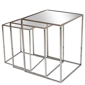 Beistelltische Sofa Amber in Silberfarben und Transparent (dreiteilig) – Ansicht 1