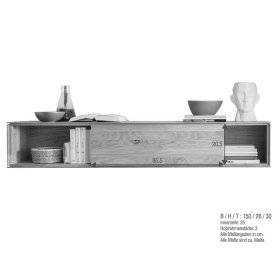 Design Wohnzimmerwand Rennia aus Wildeiche Massivholz geölt (dreiteilig) – Ansicht 5