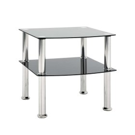 Beistelltisch Jeffa aus Sicherheitsglas und Edelstahl in Schwarz – Ansicht 2