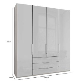 Schlafzimmerschrank Locoro in Weiß glasbeschichtet mit Soft Close – Ansicht 10