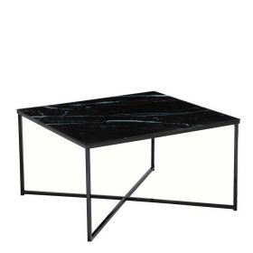 Retrostil Couchtisch Judita in Schwarz mit Glasplatte – Ansicht 1