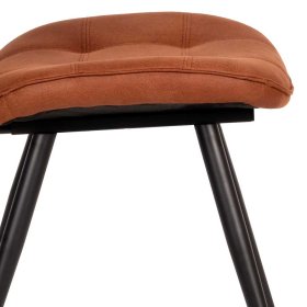 Microfaser Polsterstuhl Set Jiamano in Cognac Braun mit Steppungen (2er Set) – Ansicht 6