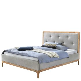 Skandi Design Polster Bett Enjisaco in Grau und Eiche Bianco – Ansicht 1