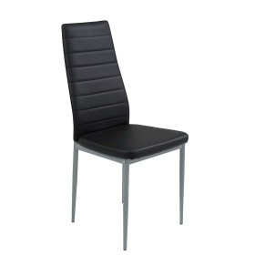 Schwarze Kunstleder Stühle Lombadossa mit hoher Lehne und Metallgestell (2er Set) – Ansicht 6