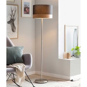 Stehlampe Kasandros in Schwarz und Naturfarben mit Metallfuß – Ansicht 2