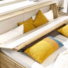 Doppelbett Arivana in Eiche mit Polsterkopfteil in Weiß – Ansicht 5