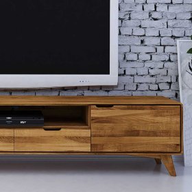 Fernseh Unterschrank Vinial aus Wildeiche Massivholz 220 cm breit – Ansicht 4