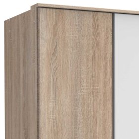 Jugend Kleiderschrank Milana in Eiche Sägerau und Weiß 199 cm hoch – Ansicht 3