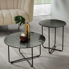 Rauchglas Wohnzimmertisch Jytte in Grau mit Bügelgestell – Ansicht 5