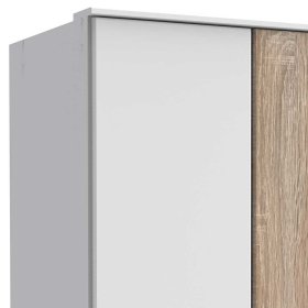 Drehtürschrank Georgia in Eiche Sägerau und Weiß mit drei Schubladen – Ansicht 3