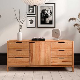 Sideboard massiv Korres in Kernbuchefarben mit sechs Schubladen – Ansicht 3