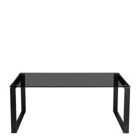 Moderner Couchtisch Princon mit Rauchglasplatte und schwarzem Metallgestell – Ansicht 3