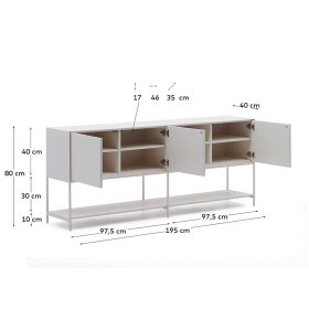 Esszimmersideboard Miobelda in Weiß mit Drehtüren und Ablage – Ansicht 9
