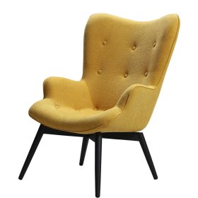 Ohren Polstersessel Santa Fe in Gelb Webstoff im Skandi Design – Ansicht 1