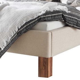 Polsterbettgestell Yintado in Beige mit Vierfußgestell aus Nussbaum – Ansicht 4