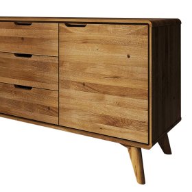 Massivholz Wohnzimmer Sideboard Vinial in Wildeichefarben mit drei Schubladen – Ansicht 4
