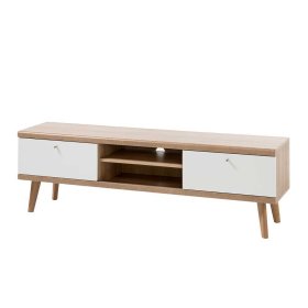 Skandi Design TV Wohnwand Levanca in Weiß und Eichefarben 160 cm hoch (dreiteilig) – Ansicht 3