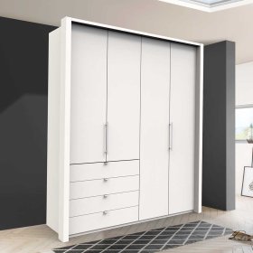 Weißer Kleiderschrank Emiliano mit Falttüren Made in Germany – Ansicht 2