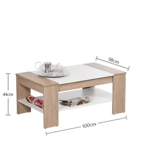 100x44x58 cm Couchtisch Pianna in Sonoma-Eiche und Weiß – Ansicht 6