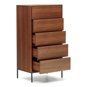 Wäschekommode Pleanos in Nussbaumfarben 114 cm hoch – Ansicht 3