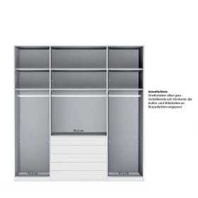 Moderner Kleiderschrank Sanctos Front glasbeschichtet mit fünf Schubladen – Ansicht 8