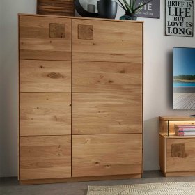 Wohnzimmer Highboard Onitos aus Wildeiche Massivholz 145 cm hoch – Ansicht 3