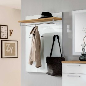 Flurgarderobe Luoretta in Weiß Glas Eiche Bianco furniert – Ansicht 2